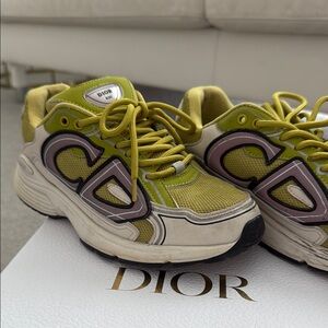 Dior Women's Olive and Cream Sneakers